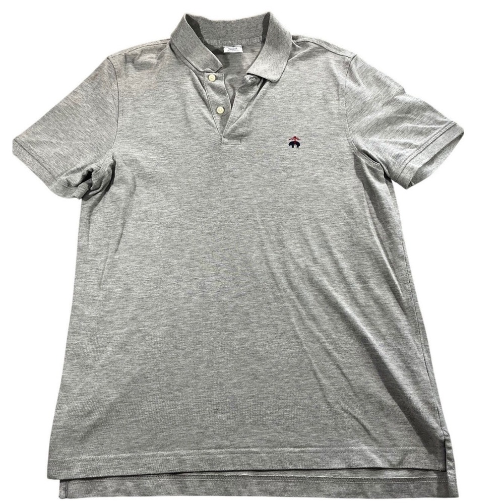 Brooks Brothers Mens Medium Polo Shirt Slim Fit Supima Cotton Grey Pique Golf